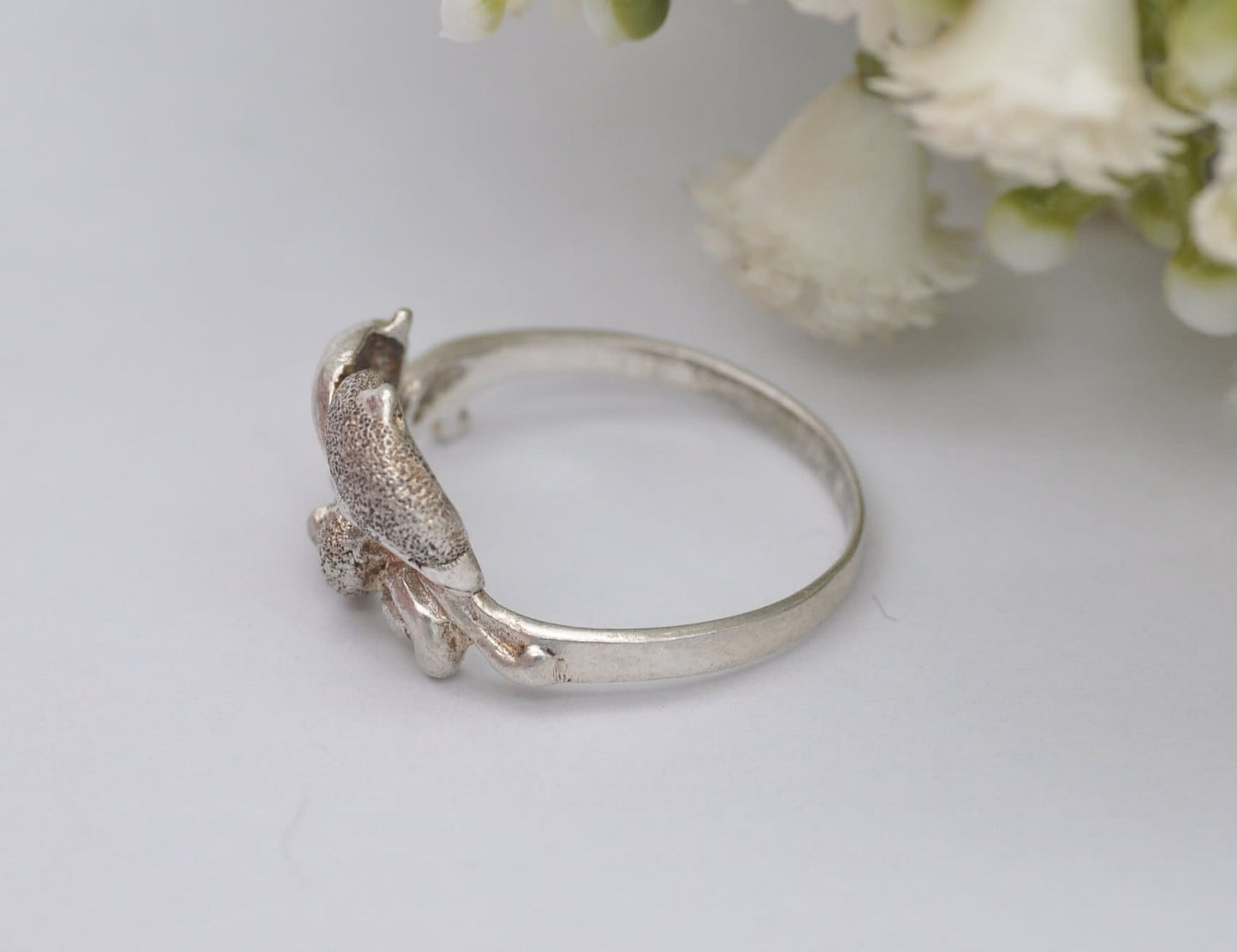 Sterling Silver Dolphin Ring - Leaping Dolphins / Sea Animal / Nature Lover / Openwork / Boho / Animal Gift / UK Size - N / US Size - 6 3/4