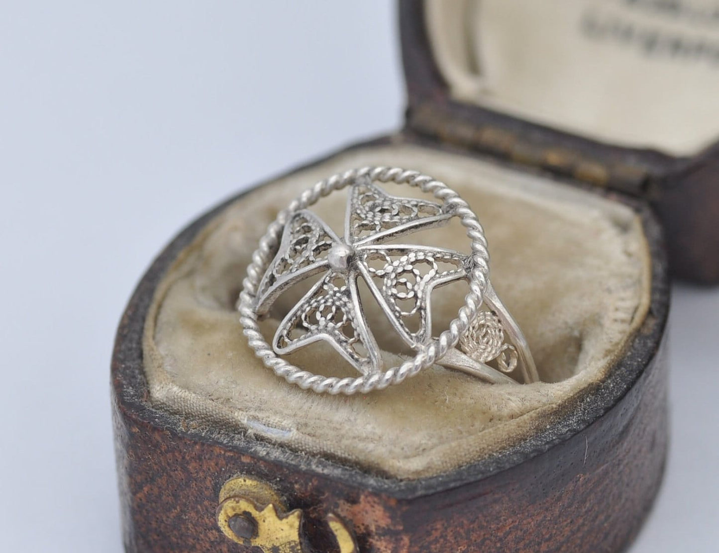 Vintage Maltese Silver Filigree Ring - 917 Malta Silver / 1960s 1970s / Open Work Maltese Cross / Small Ring / UK Size - J 1/2 / US Size - 5