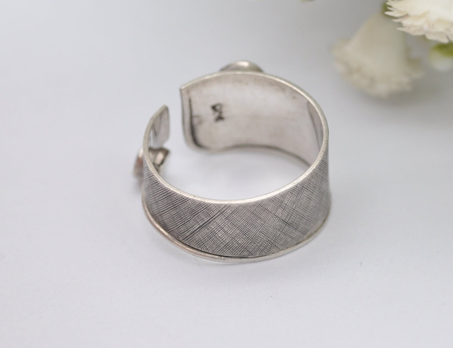 Silver Onyx & Paua Shell Ring Studio Design - Double Stone Feature / Adjustable Unisex / Unusual Ring / Abalone / UK Size - S / US Size - 9