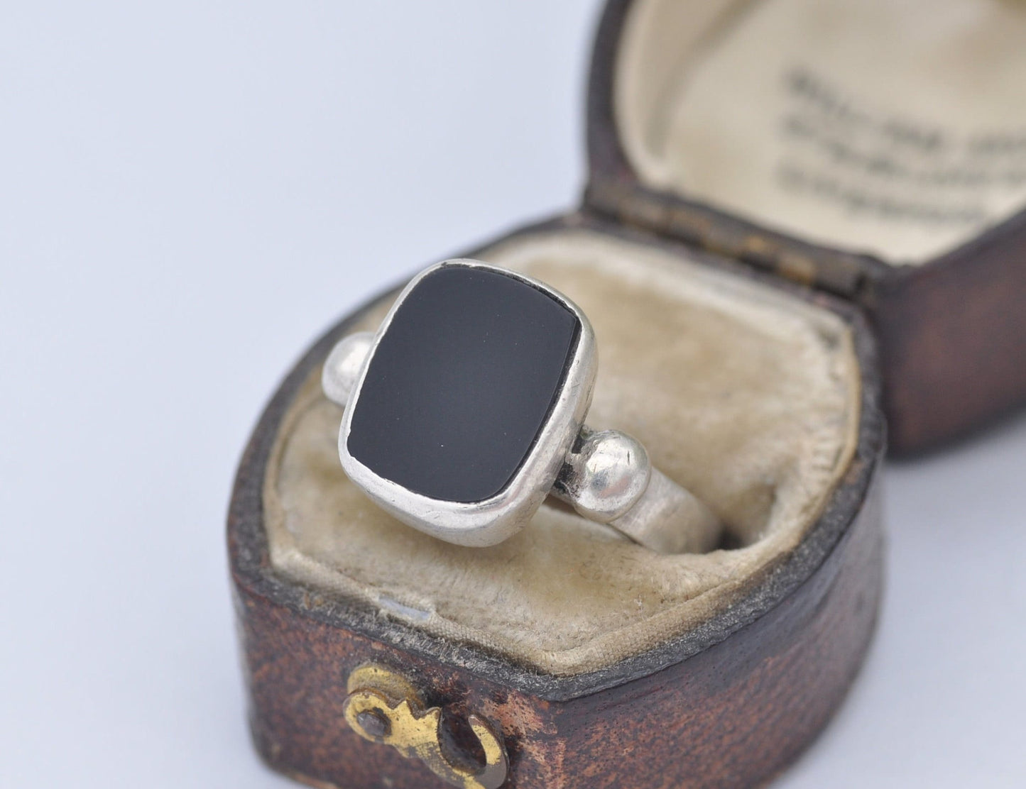 Vintage Sterling Silver and Onyx Statement Ring - 1980 / Chunky Cocktail / 925 / Black Square Stone / Unisex / UK Size - N / US Size - 6 1/2