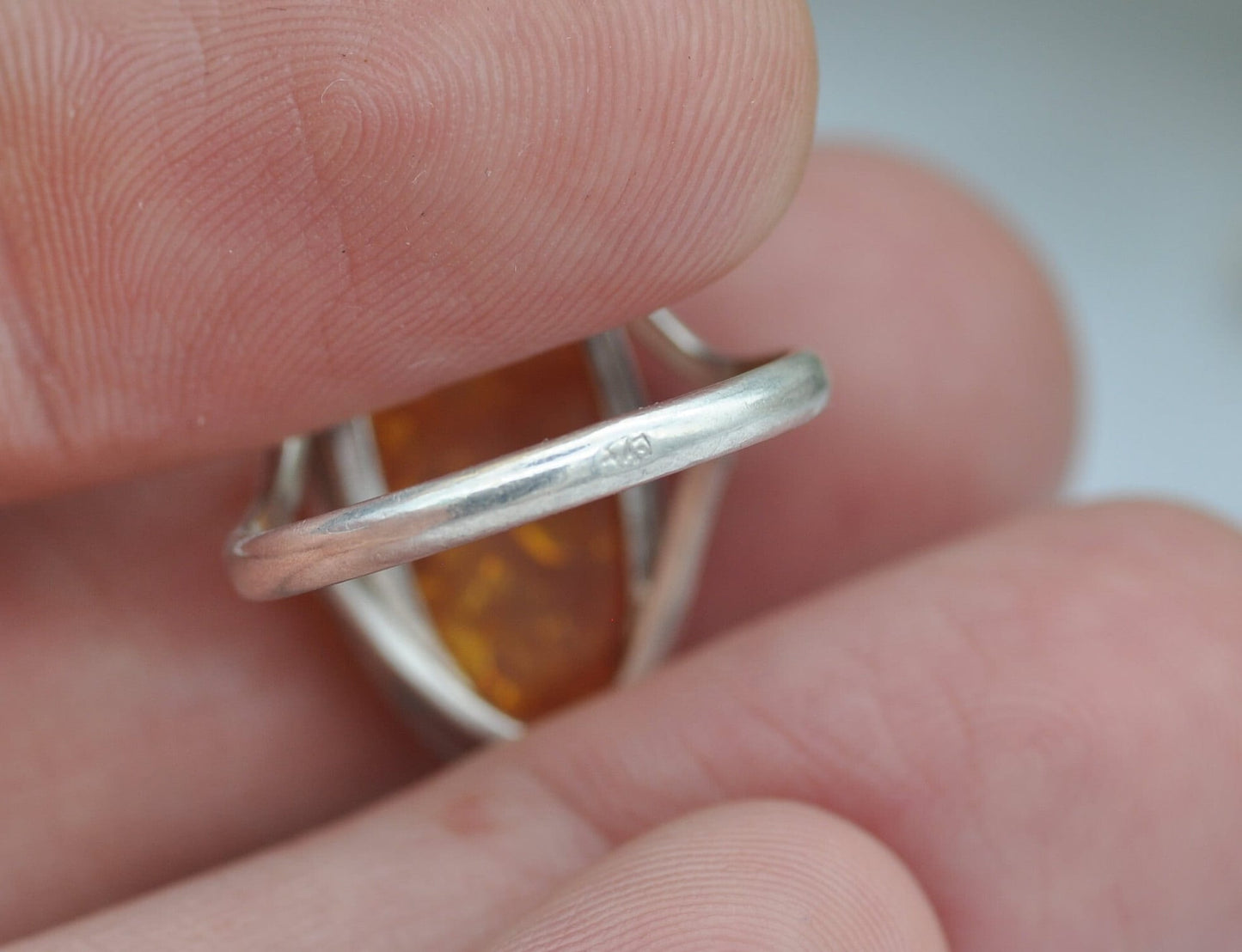 Sterling Silver and Amber Statement Ring