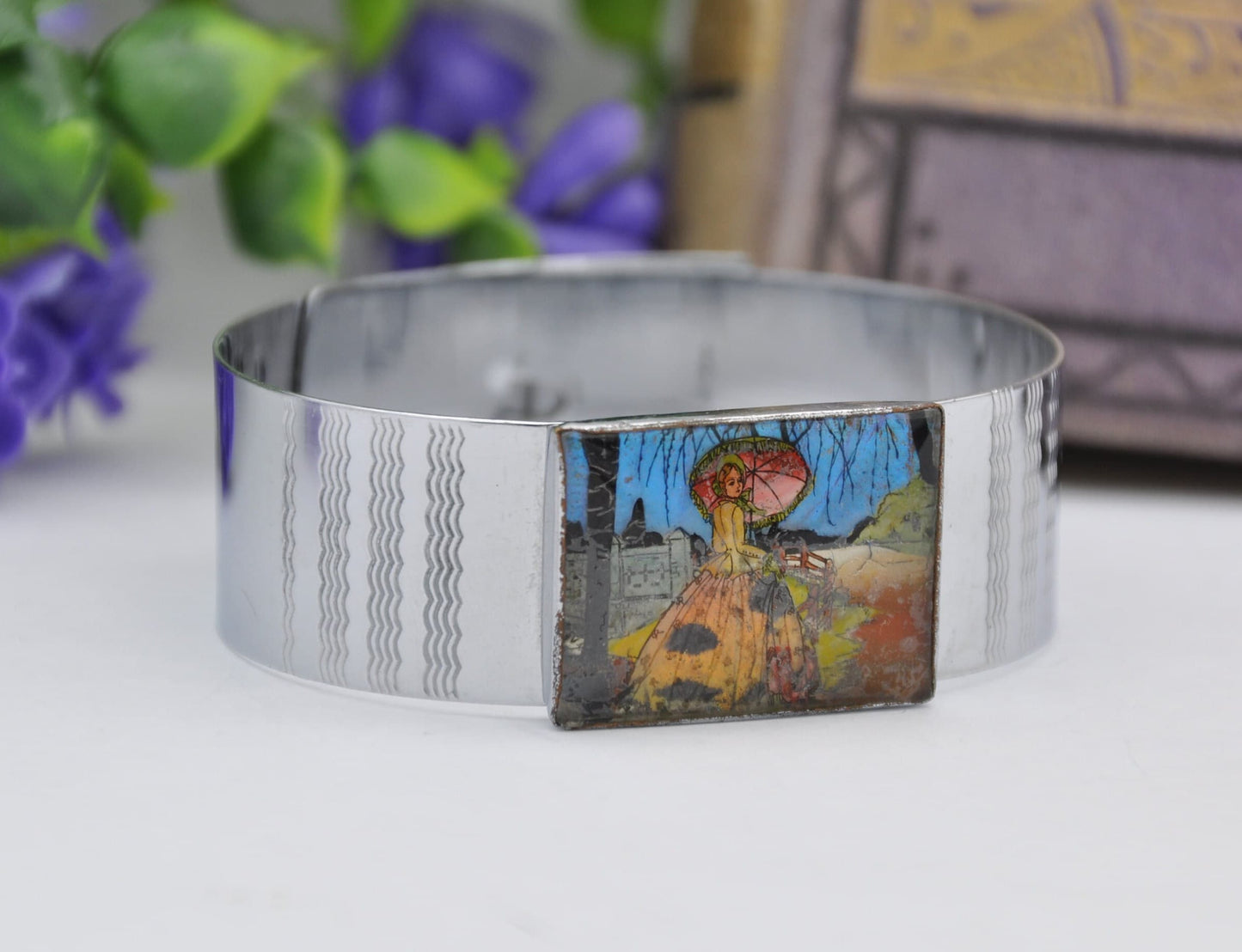 Vintage Art Deco Chrome Butterfly Wing Bracelet
