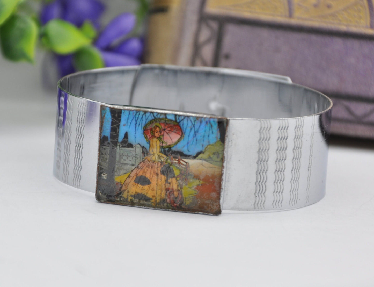 Vintage Art Deco Chrome Butterfly Wing Bracelet