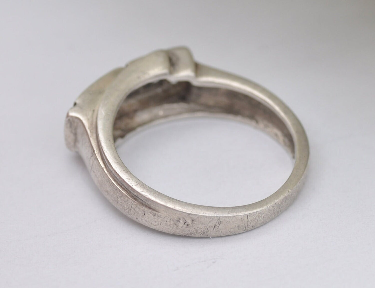 Vintage Chunky Silver Greek Key Ring - UK Size - Q 1/2 / US Size - 8 1/4