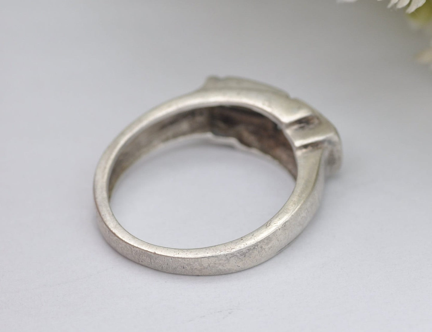 Vintage Chunky Silver Greek Key Ring - UK Size - Q 1/2 / US Size - 8 1/4