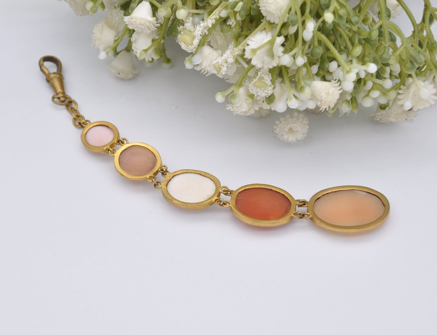 Antique Victorian Pinchbeck Cameo Fob with Graduating Panels