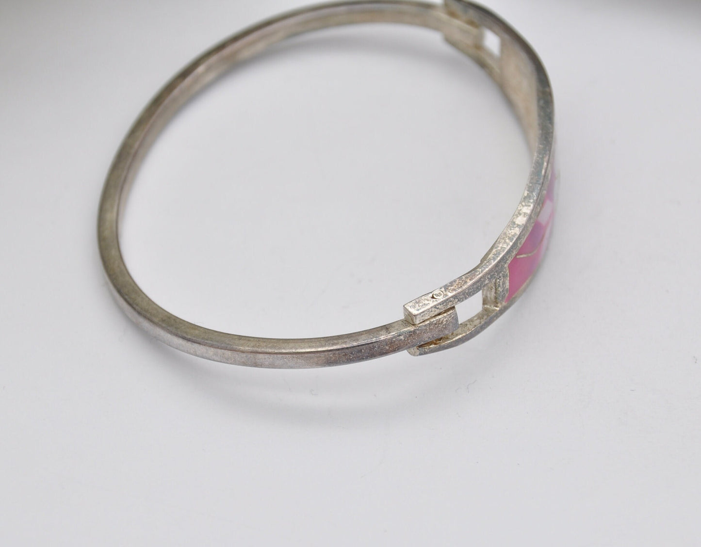 Vintage Mexico Sterling Silver Mother of Pearl Cuff Bracelet - Flower Bangle
