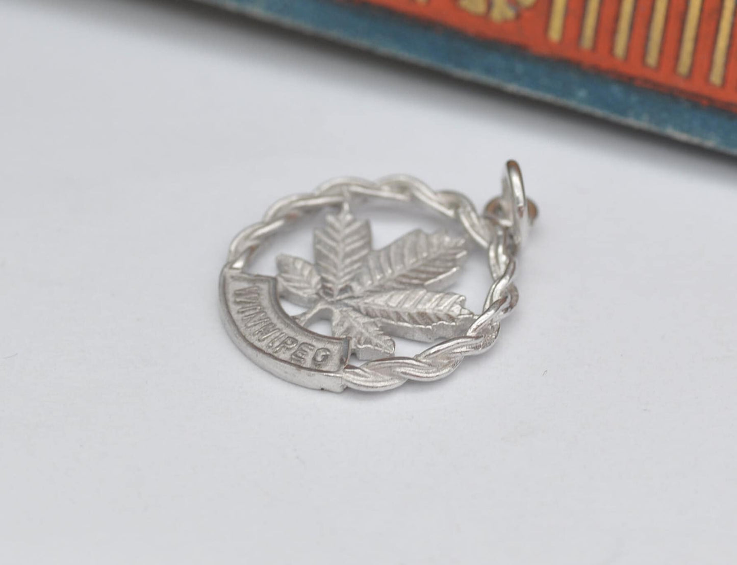 Vintage Sterling Silver Winnipeg Canada Maple Leaf Charm - Travel Souvenir Pendant