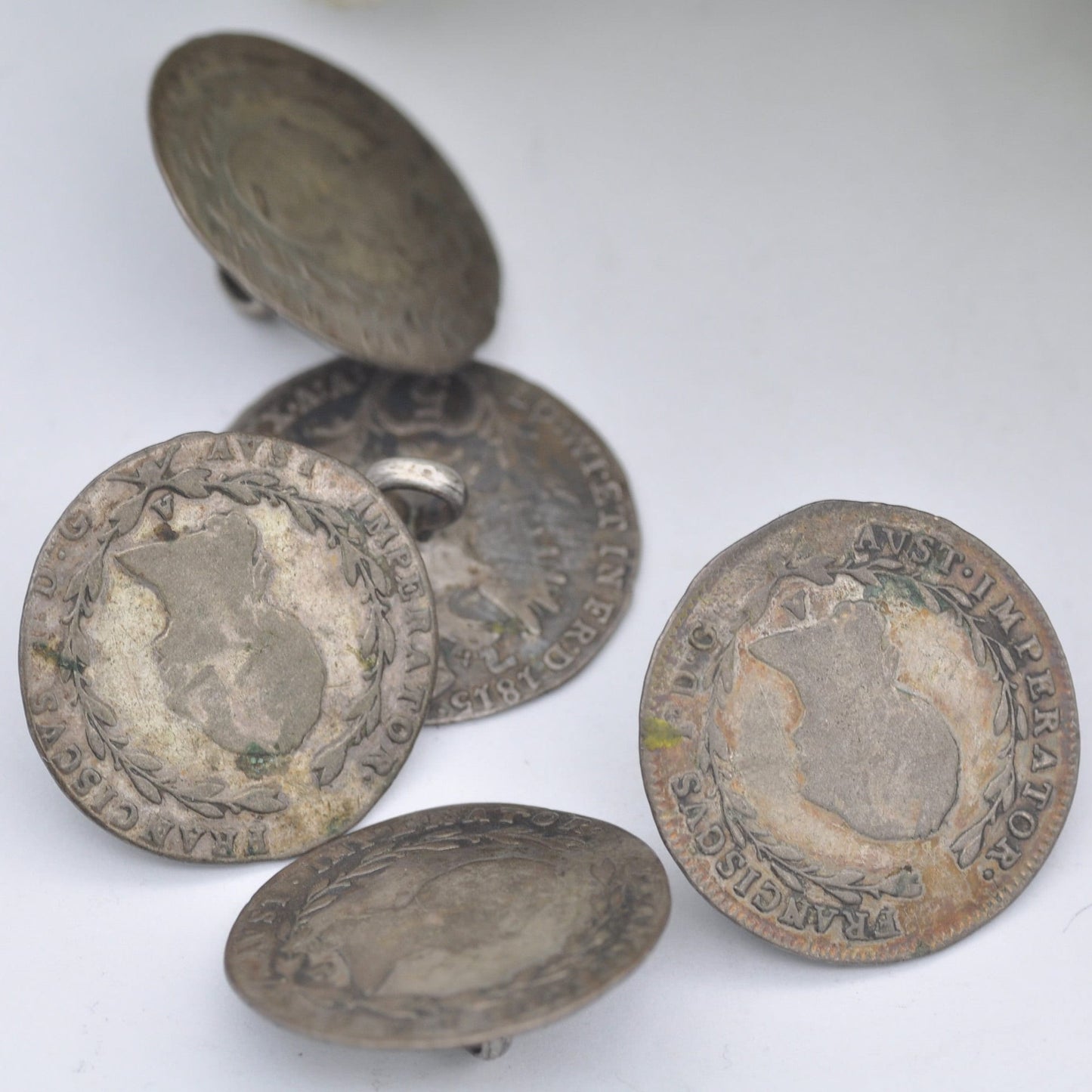Antique Silver Coin Button Set
