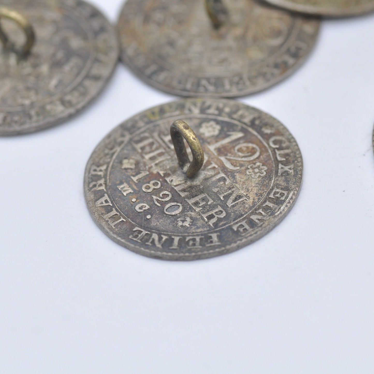 Antique Silver Coin Button Set