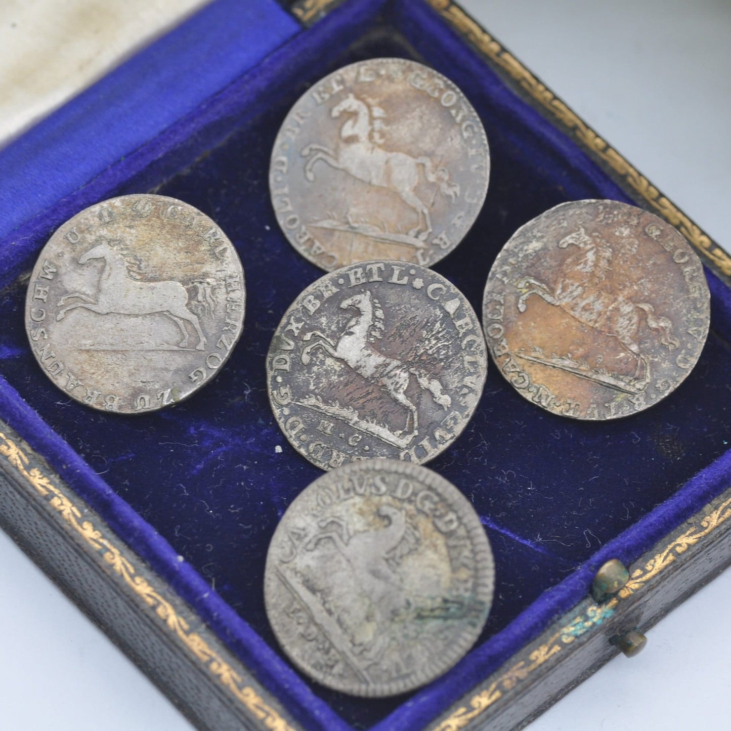Antique Silver Coin Button Set