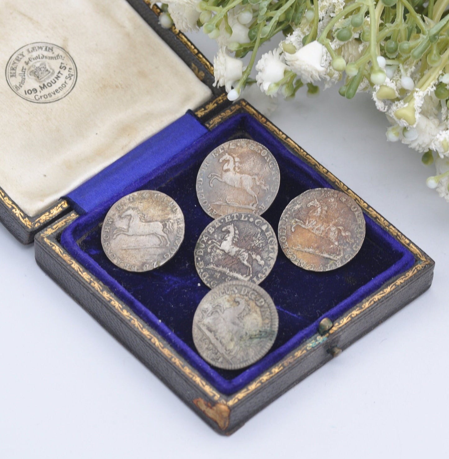 Antique Silver Coin Button Set