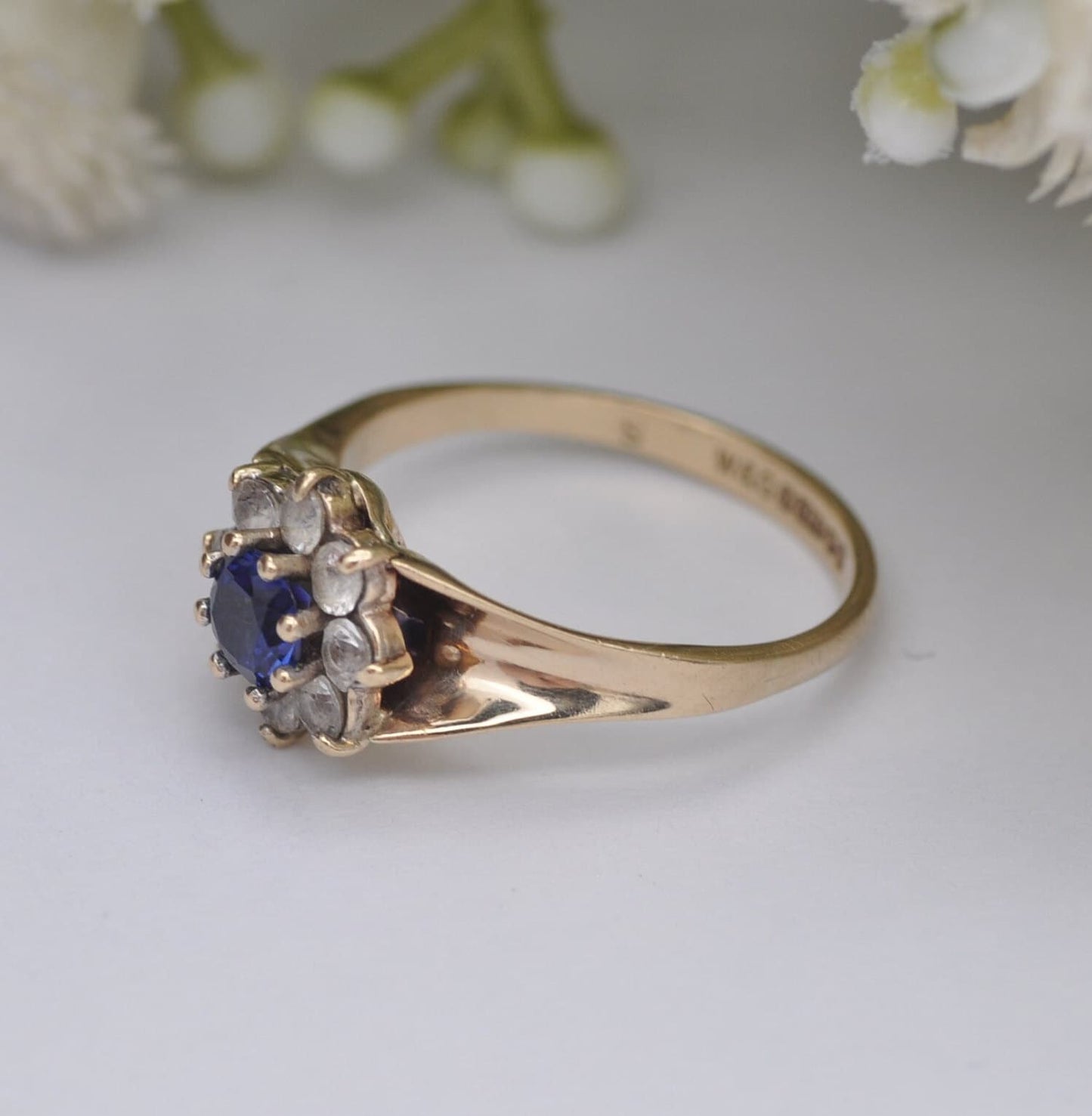 Vintage 9ct Gold Floral Cluster Ring 1994