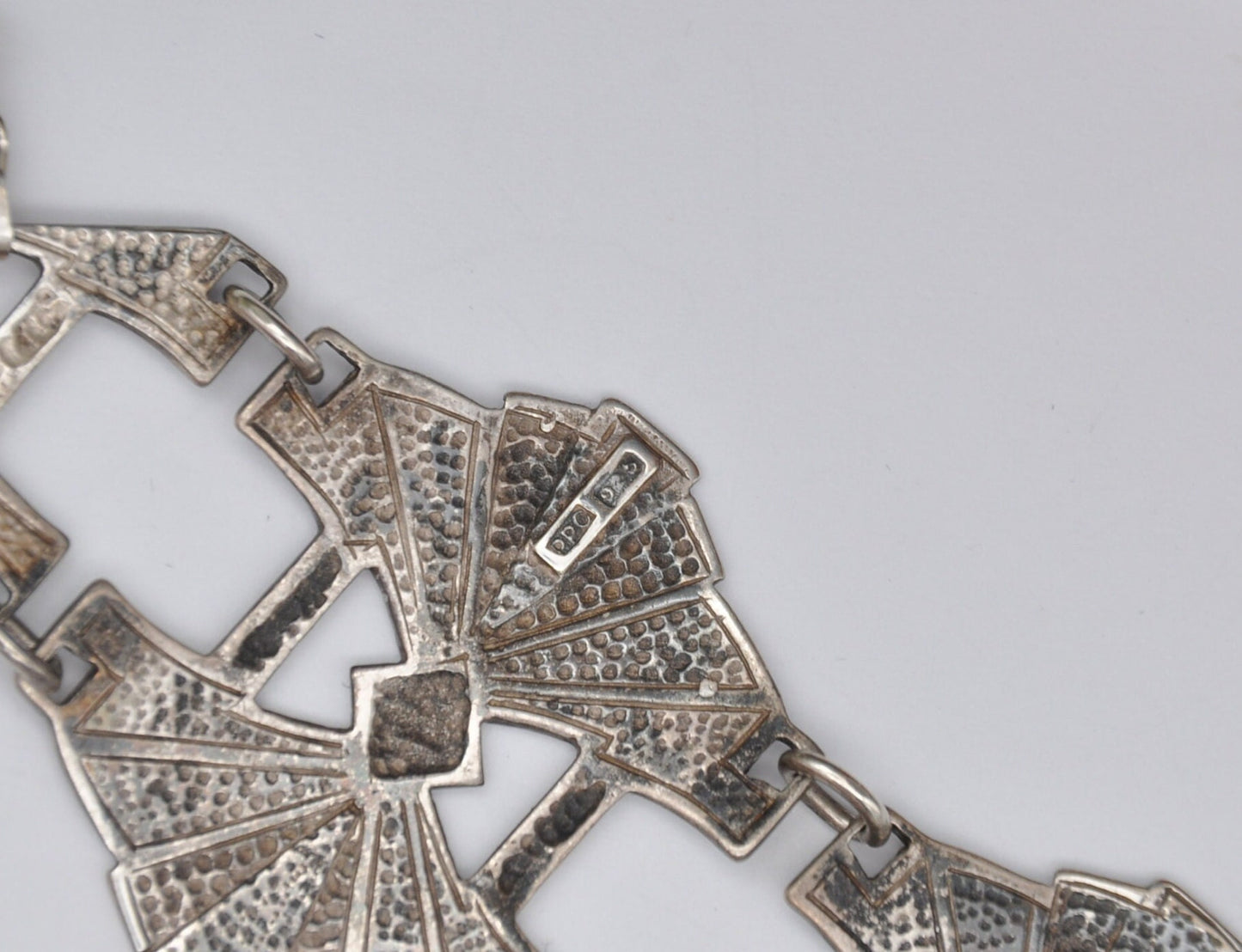 Vintage Pat Cheney Sterling Silver Enamel Panel Link Bracelet