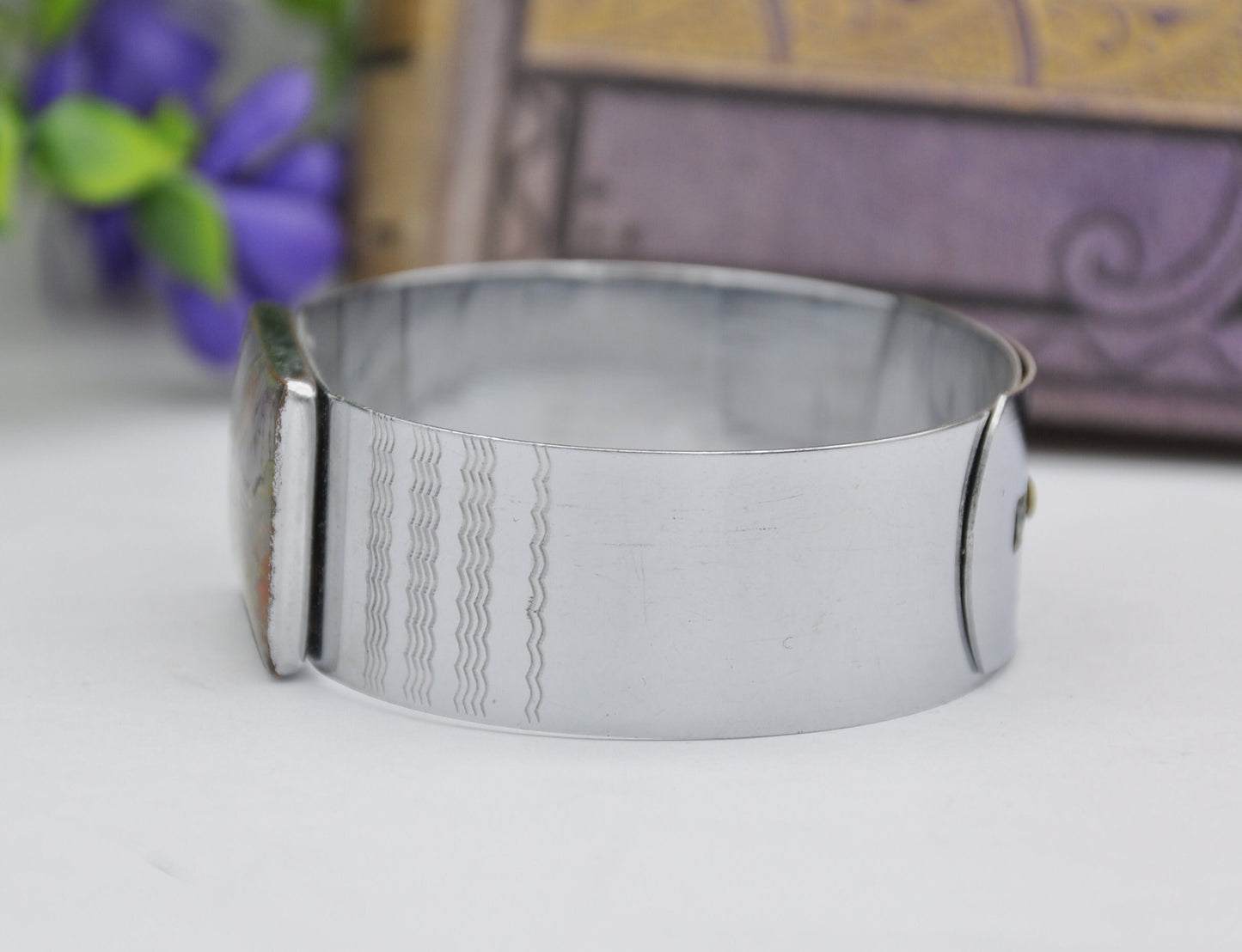 Vintage Art Deco Chrome Butterfly Wing Bracelet