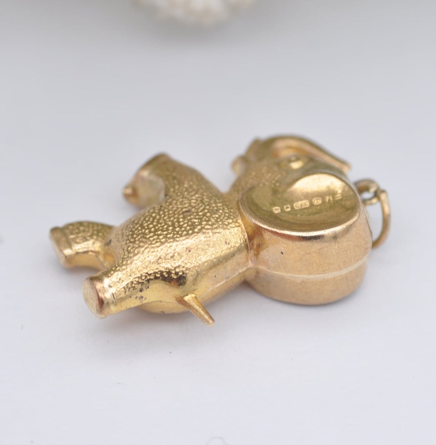 Vintage 9ct Gold Cartoon Elephant Charm Pendant by Fred Manshaw 1975