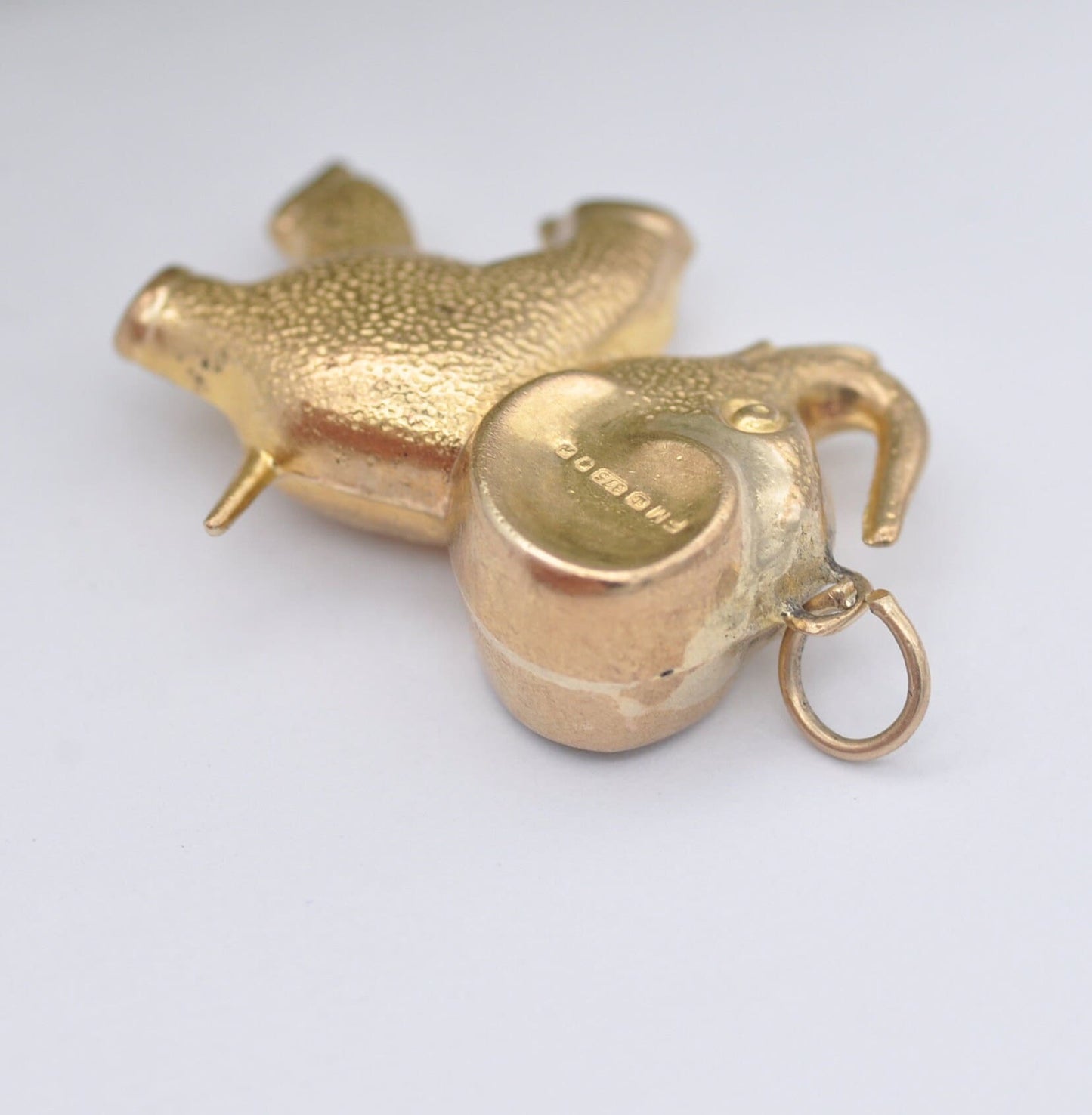 Vintage 9ct Gold Cartoon Elephant Charm Pendant by Fred Manshaw 1975