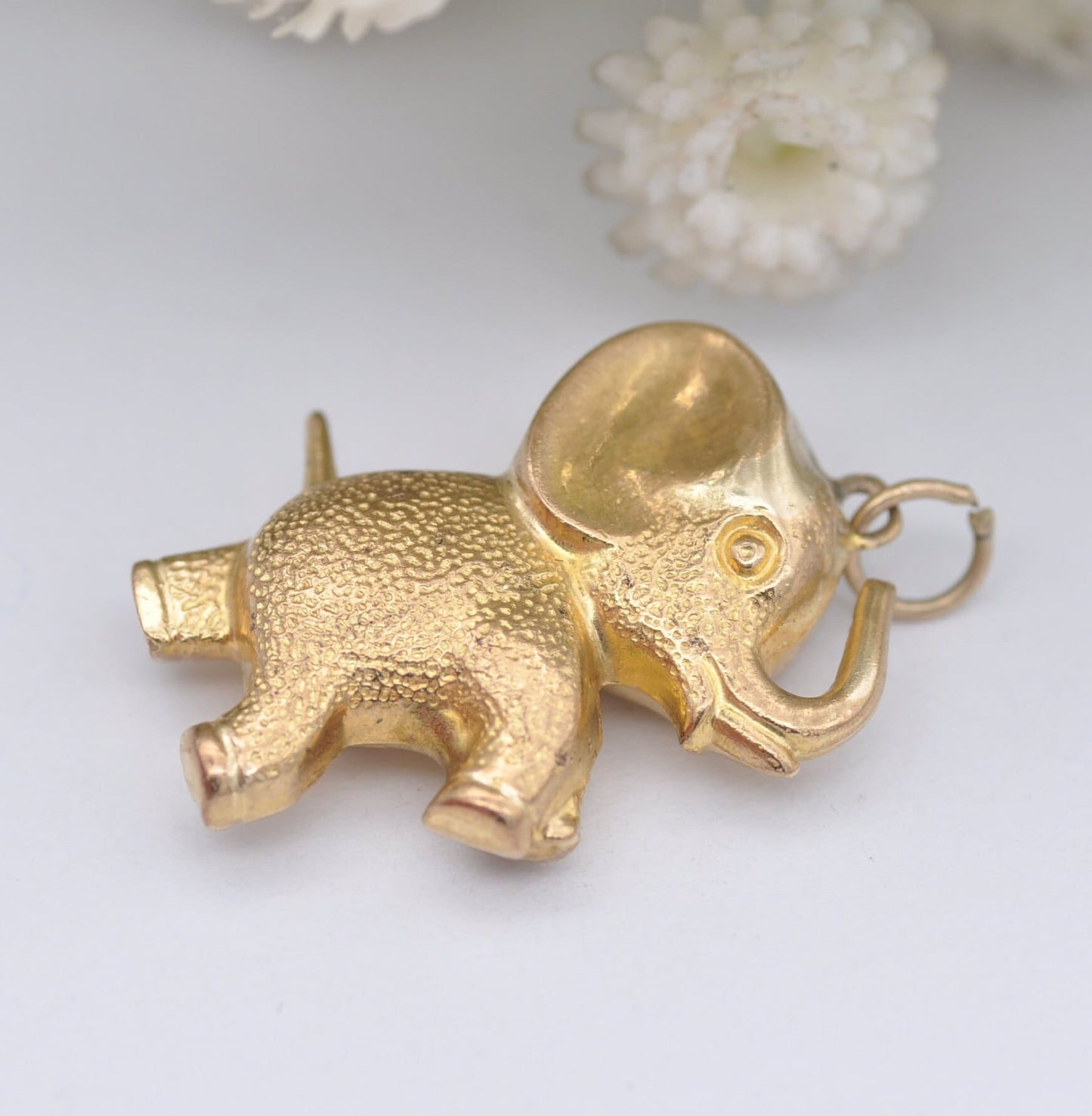 Vintage 9ct Gold Cartoon Elephant Charm Pendant by Fred Manshaw 1975