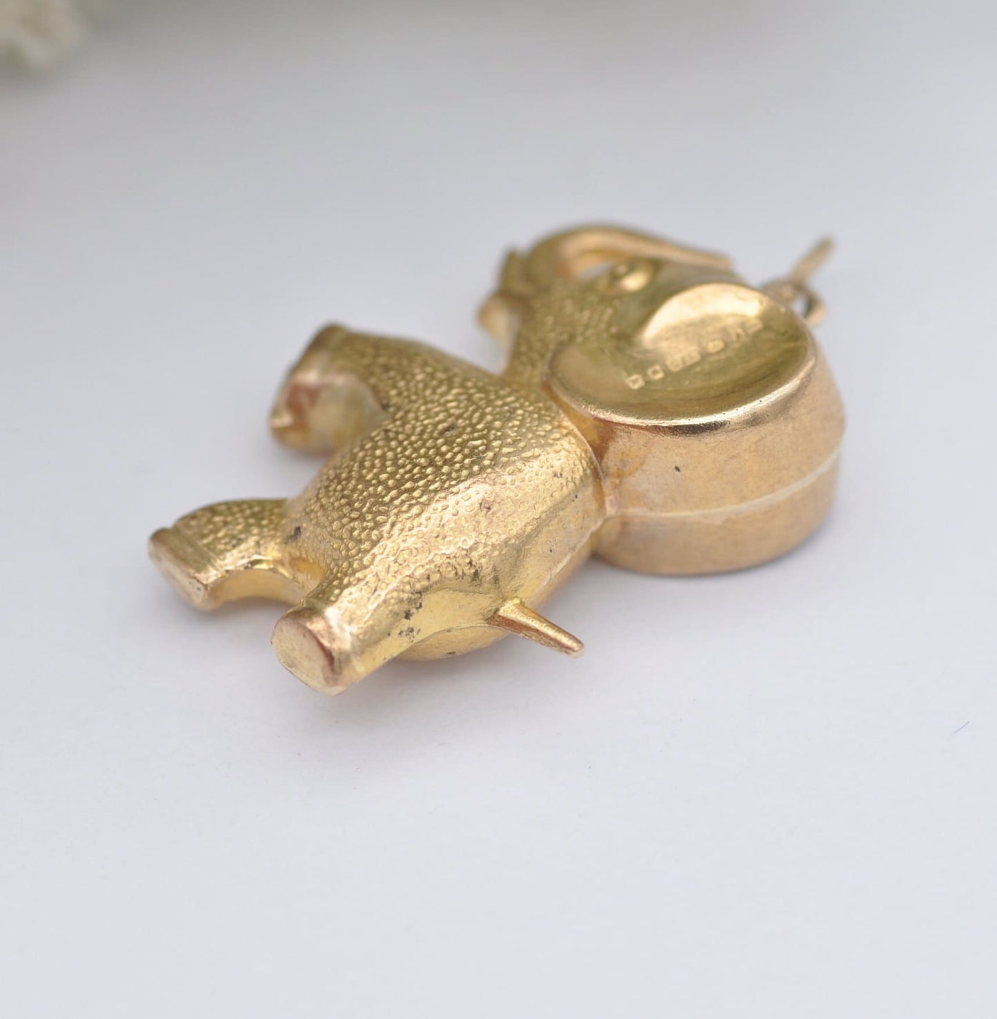 Vintage 9ct Gold Cartoon Elephant Charm Pendant by Fred Manshaw 1975