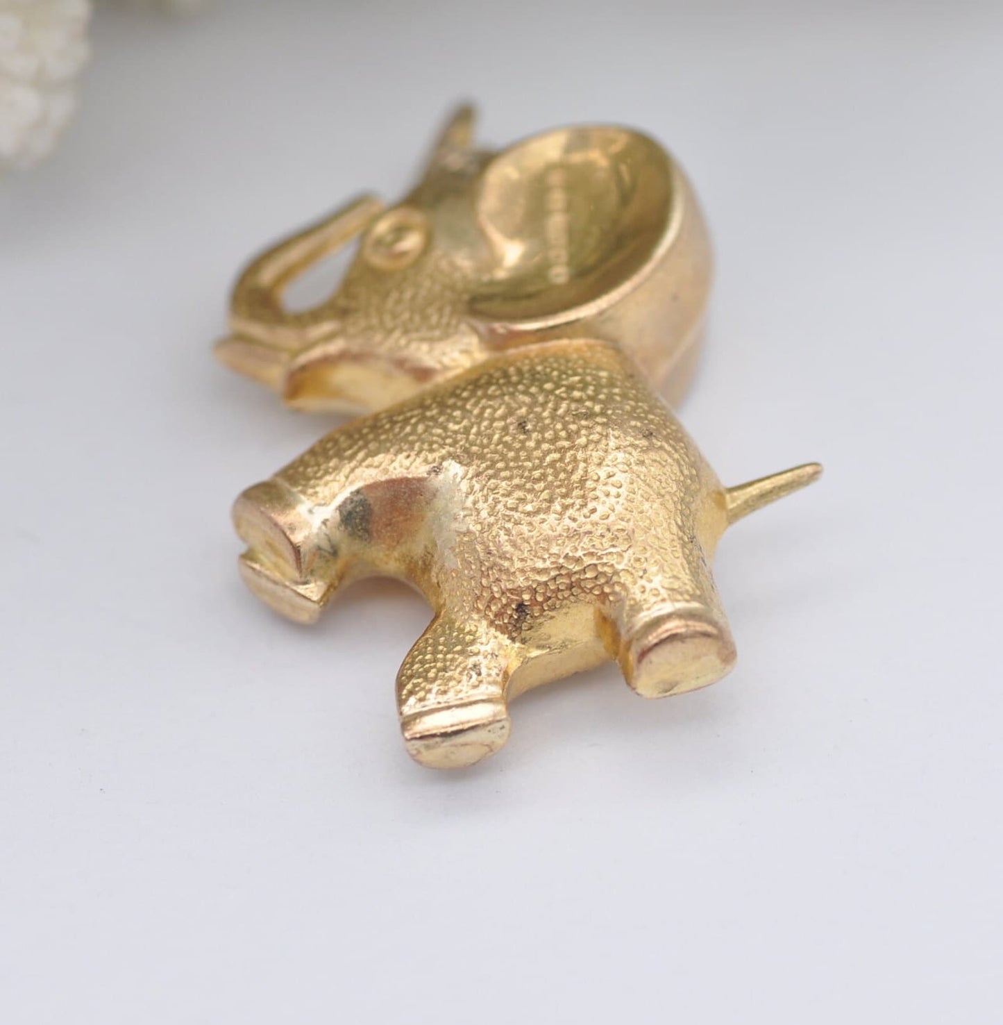 Vintage 9ct Gold Cartoon Elephant Charm Pendant by Fred Manshaw 1975
