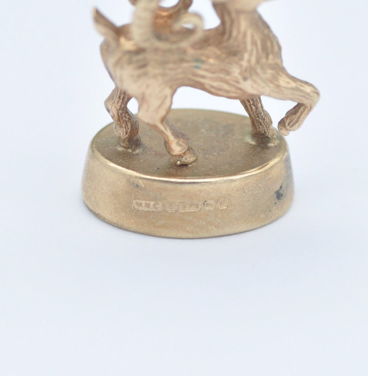 Vintage 9ct Rose Gold Aries Fob Charm Pendant 1973