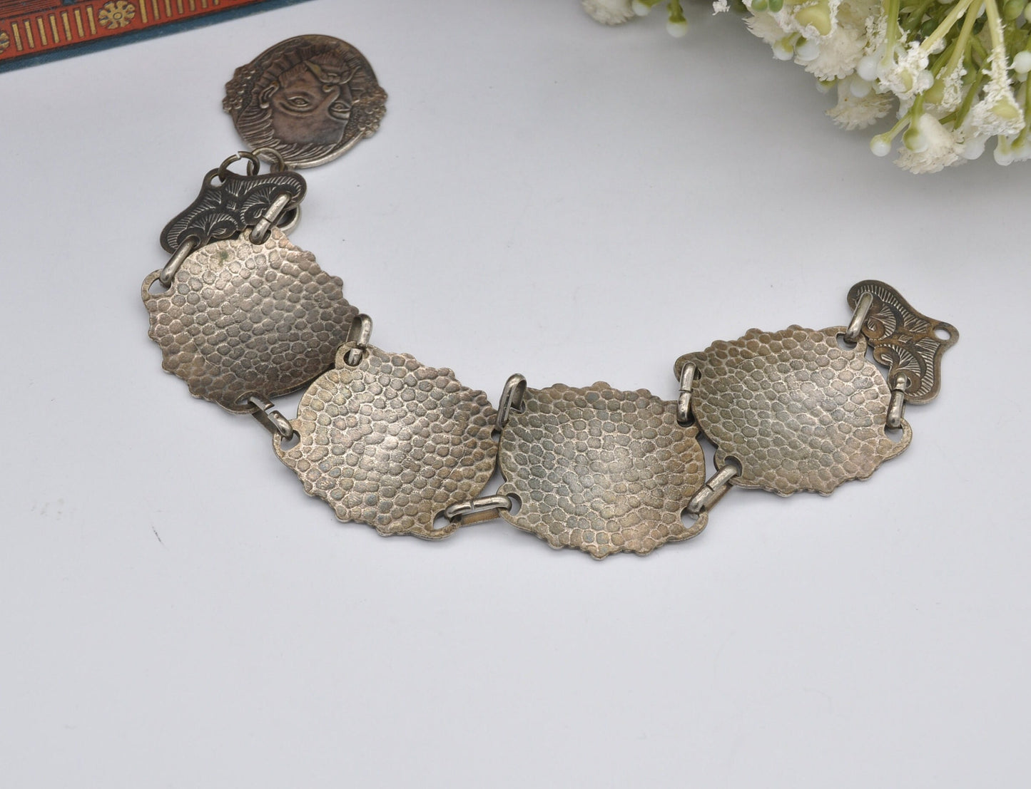Vintage Cervantes Don Quixote Silver Tone Panel Bracelet