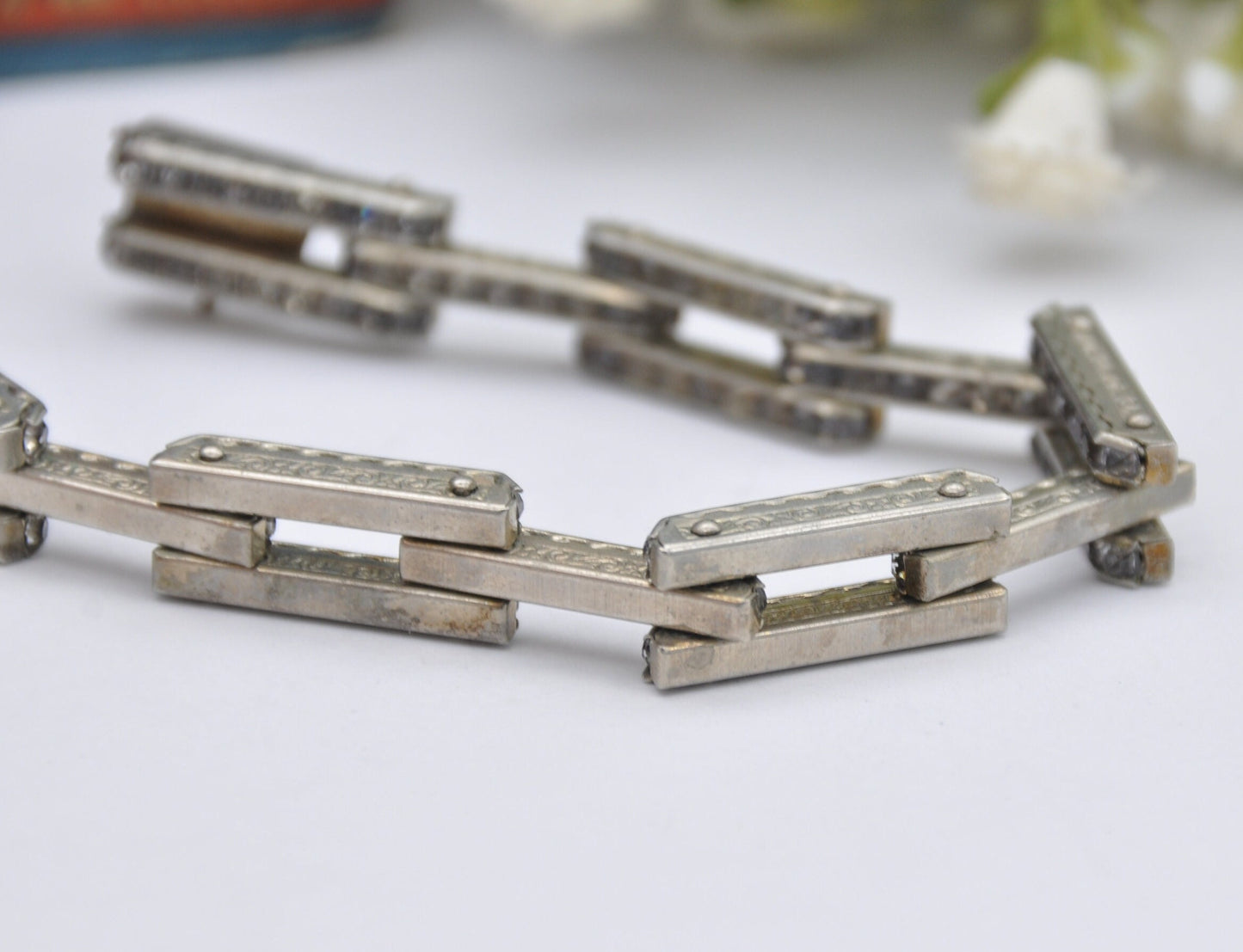 Vintage Art Deco Schreiber & Hiller Tank Bracelet DRGM