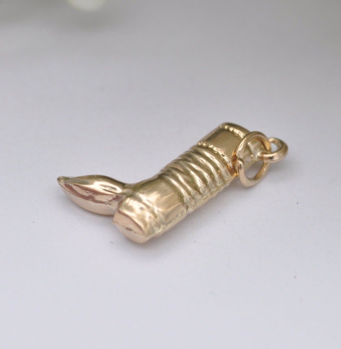 Vintage 9ct Gold Single Boot Charm Pendant by Fred Manshaw 1964