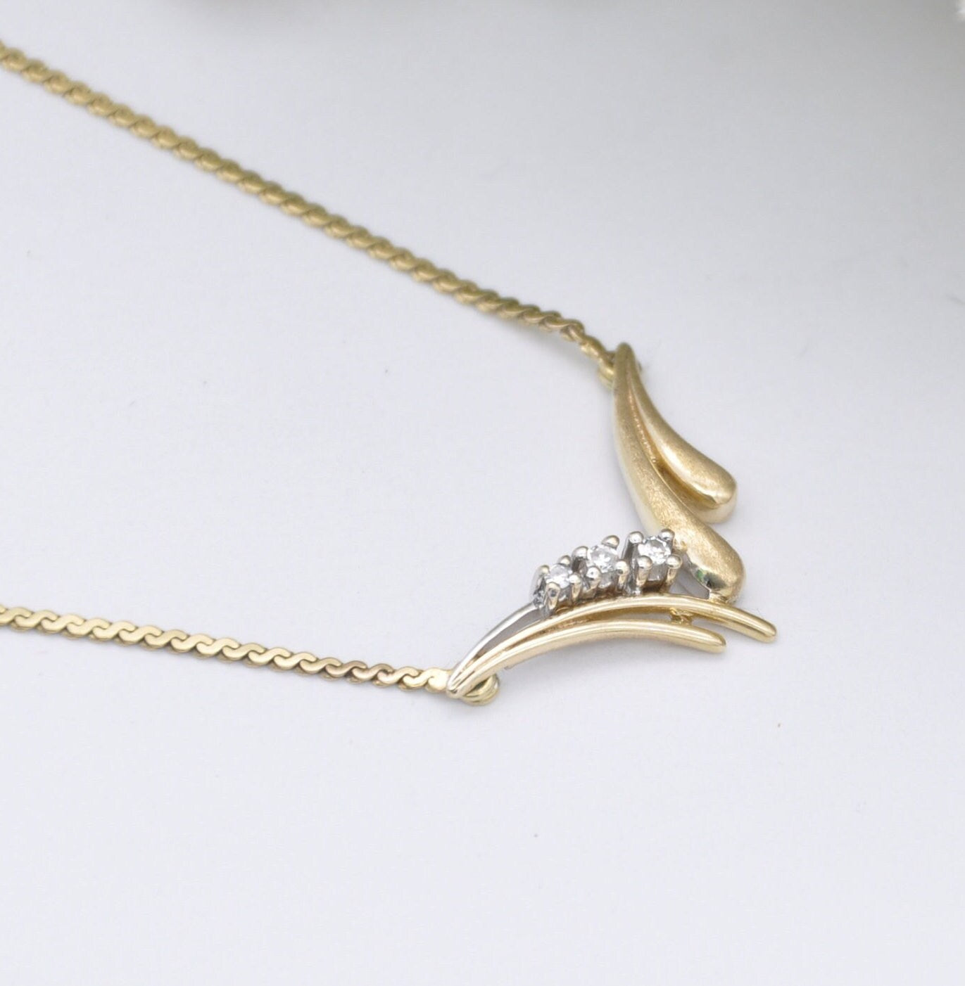 Vintage 9ct Gold Diamond Necklace 1982 - with Integral Pendant