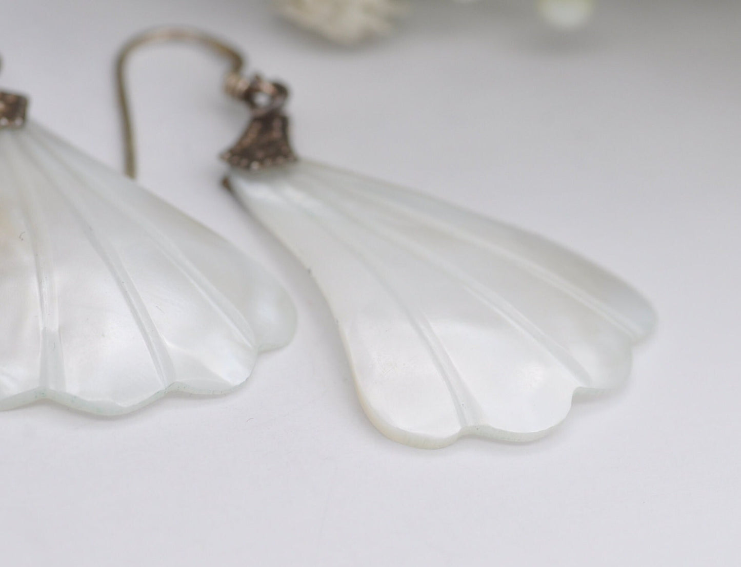 Vintage Sterling Silver Mother of Pearl Shell Earrings
