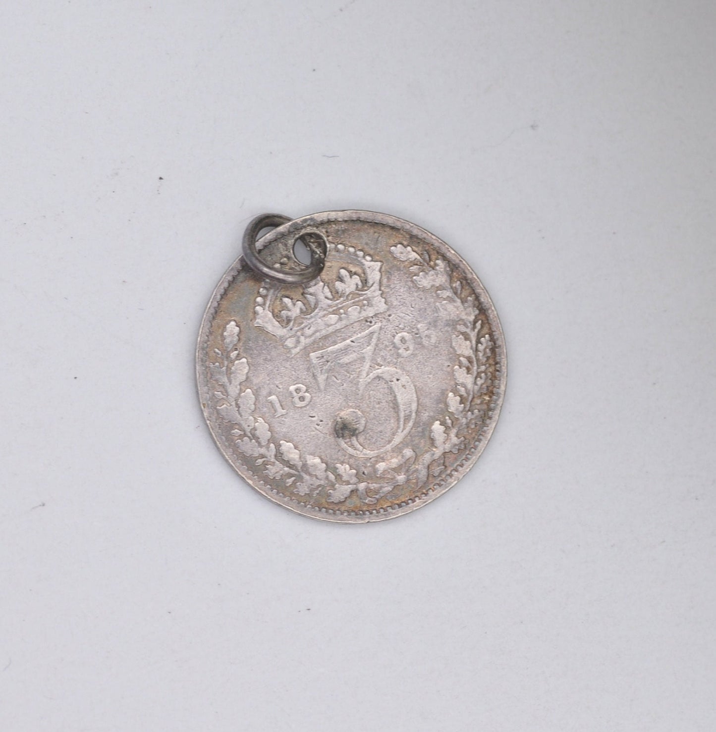 Antique Victorian Silver Threepence 1895 Coin Charm Pendant - Pierced Coin Jewellery