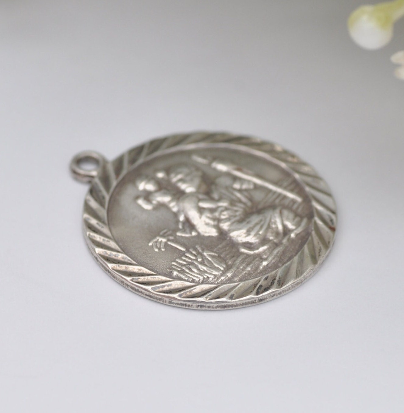 Vintage Sterling Silver St Christopher Charm Pendant