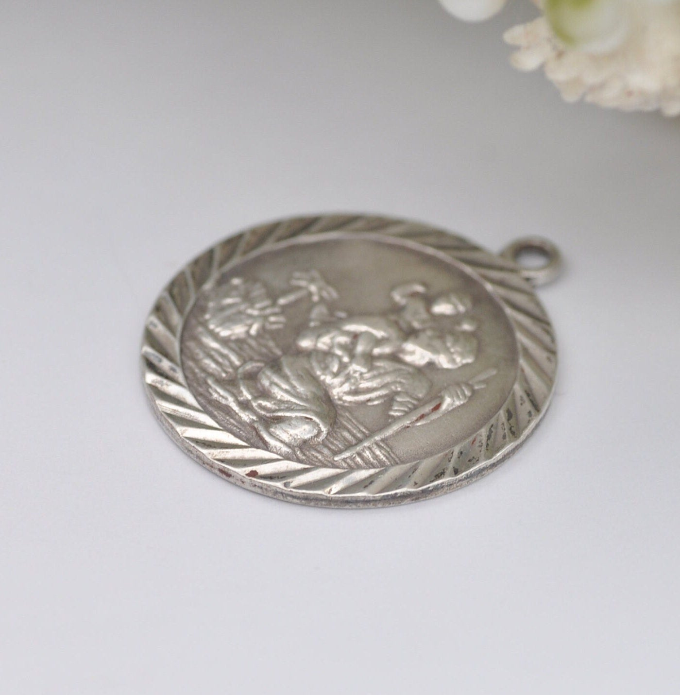 Vintage Sterling Silver St Christopher Charm Pendant