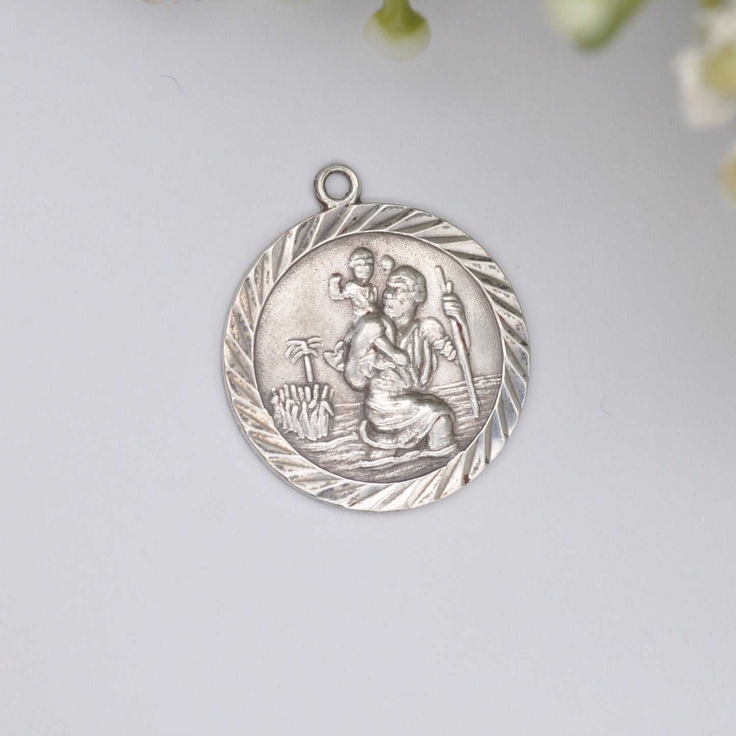 Vintage Sterling Silver St Christopher Charm Pendant