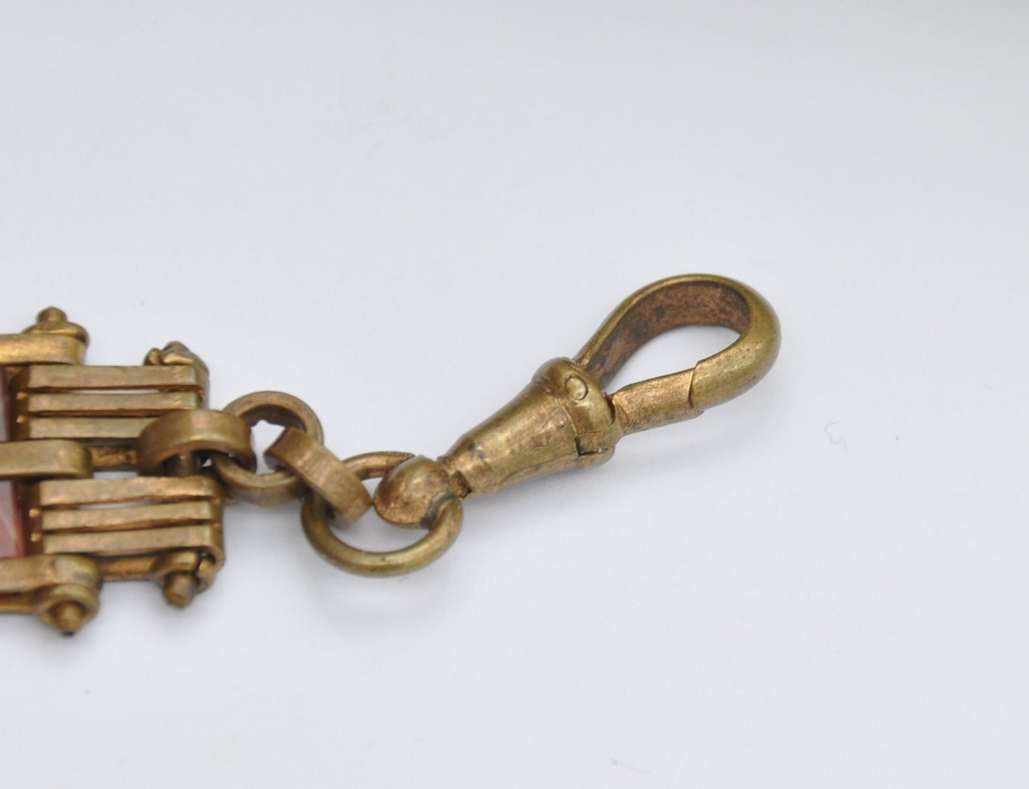 Antique Red Banded Agate Watch Fob with Dog Clip