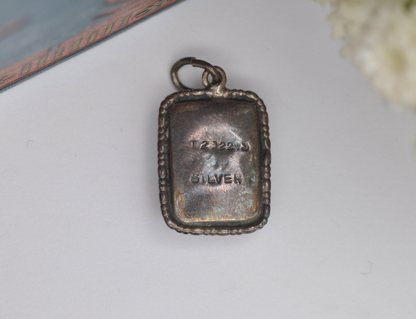 Antique Art Deco Sterling Silver Butterfly Wing Kingfisher Bird Pendant