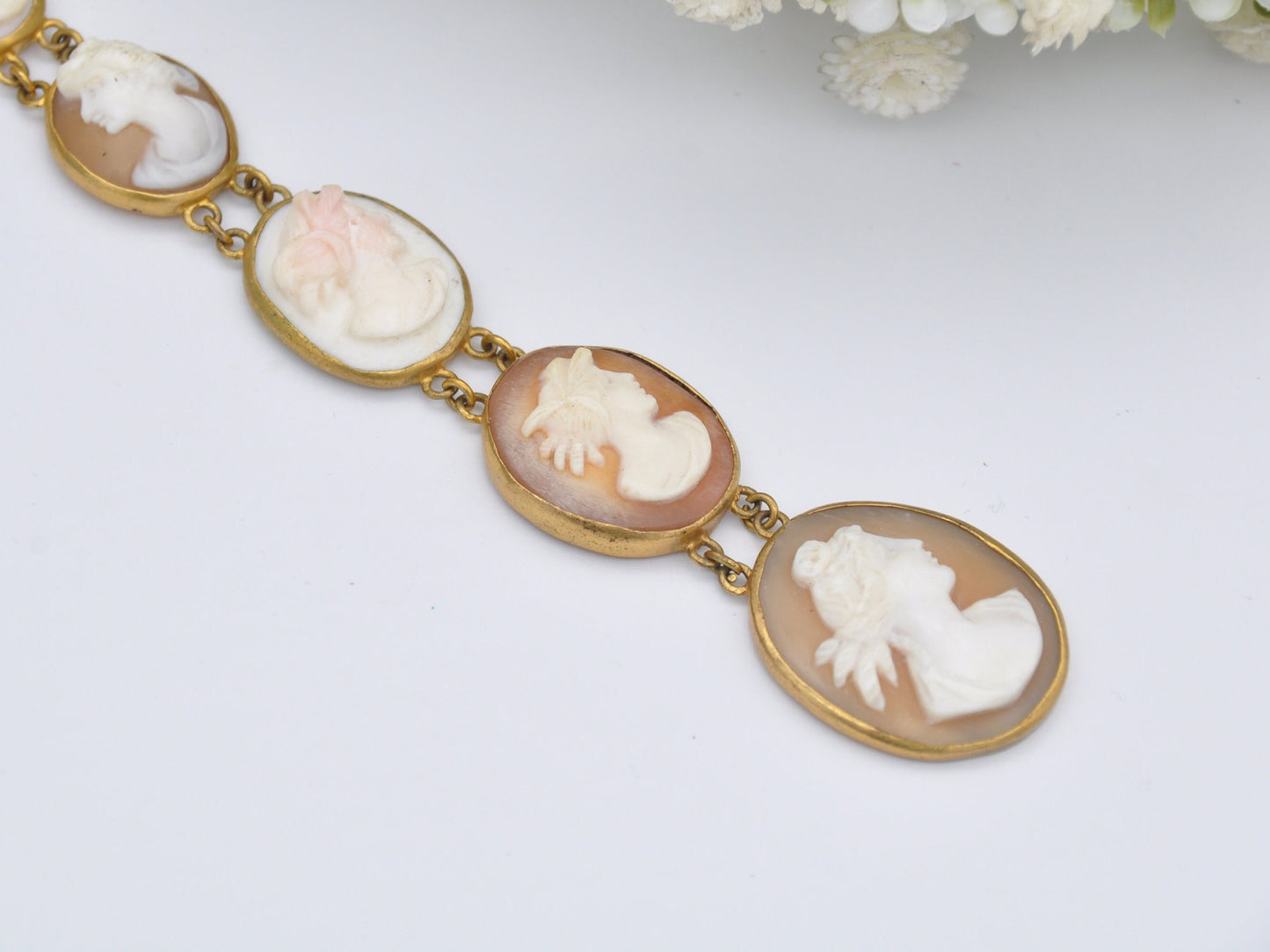 Antique Victorian Pinchbeck Cameo Fob with Graduating Panels