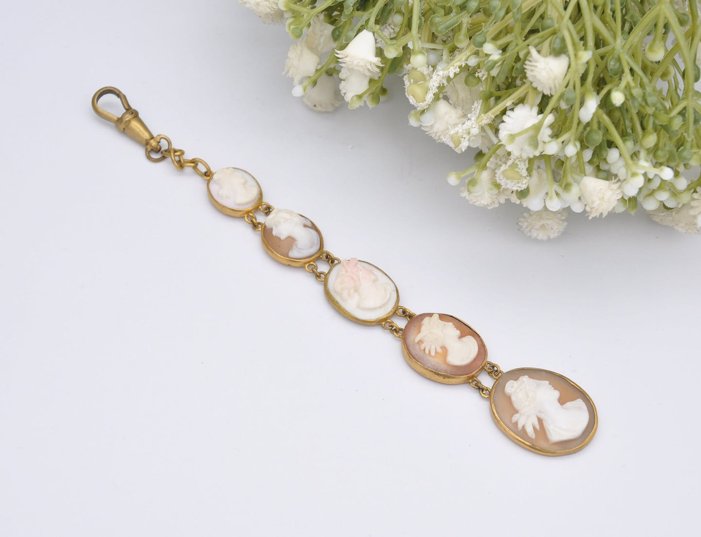 Antique Victorian Pinchbeck Cameo Fob with Graduating Panels