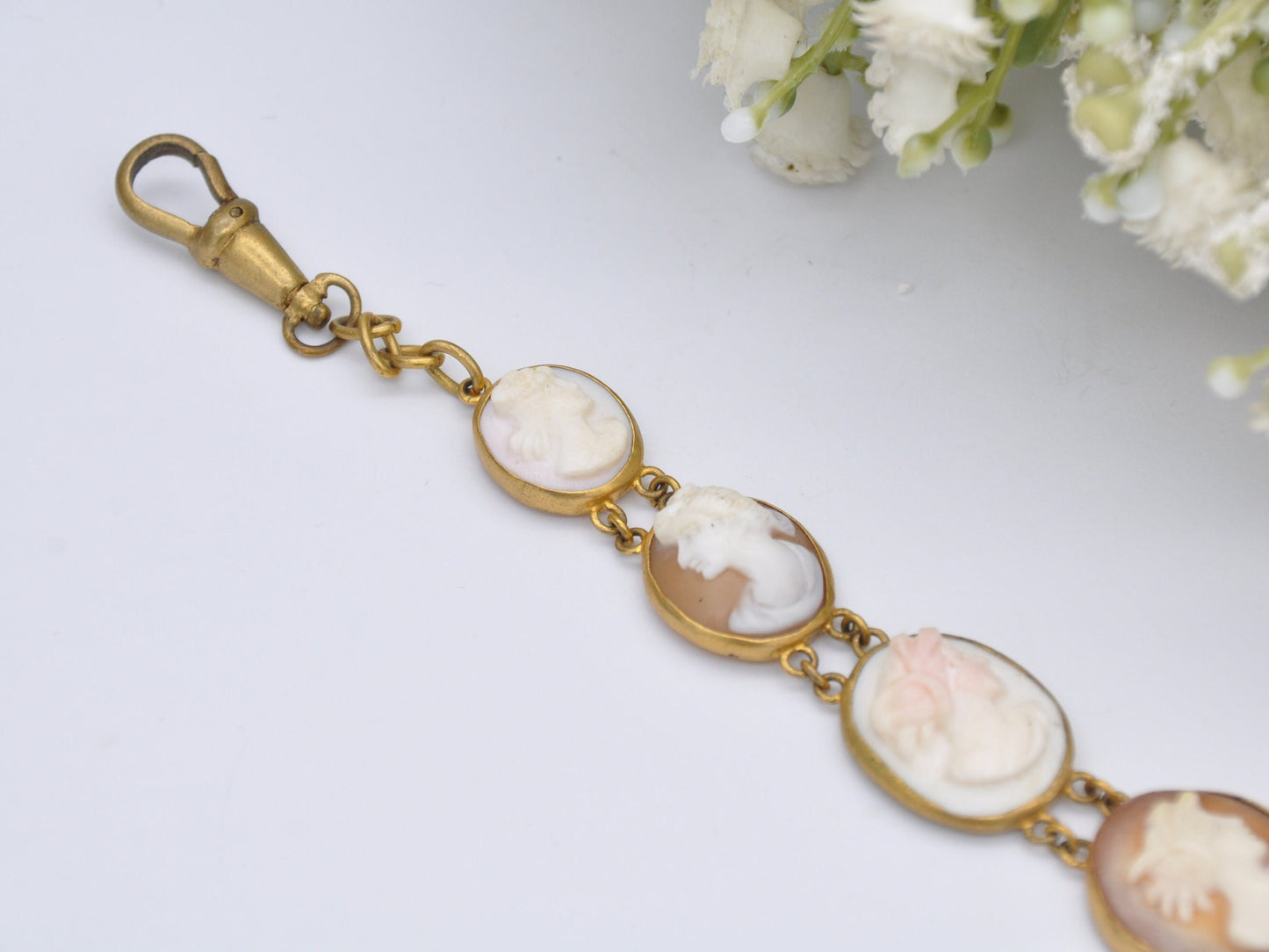 Antique Victorian Pinchbeck Cameo Fob with Graduating Panels