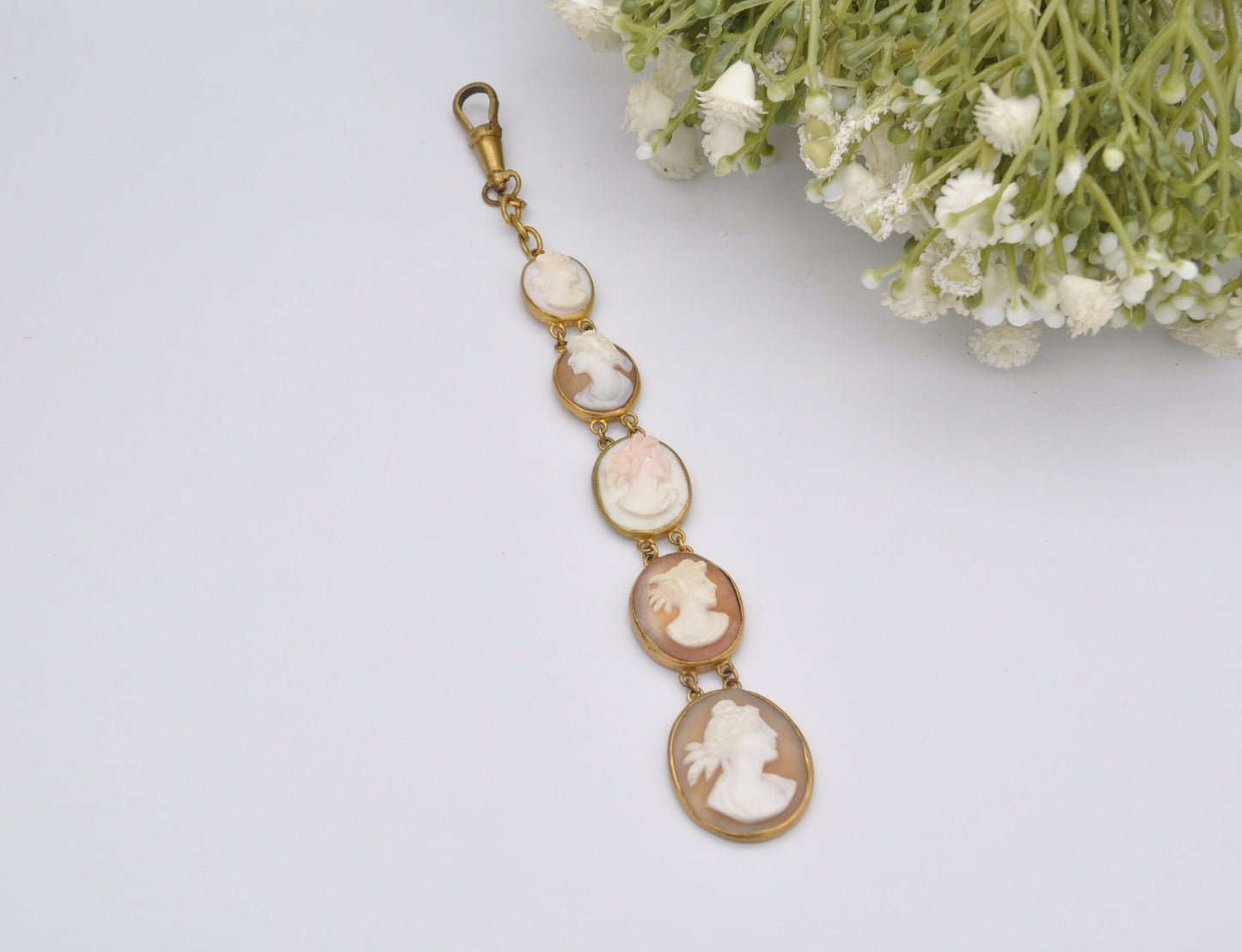 Antique Victorian Pinchbeck Cameo Fob with Graduating Panels