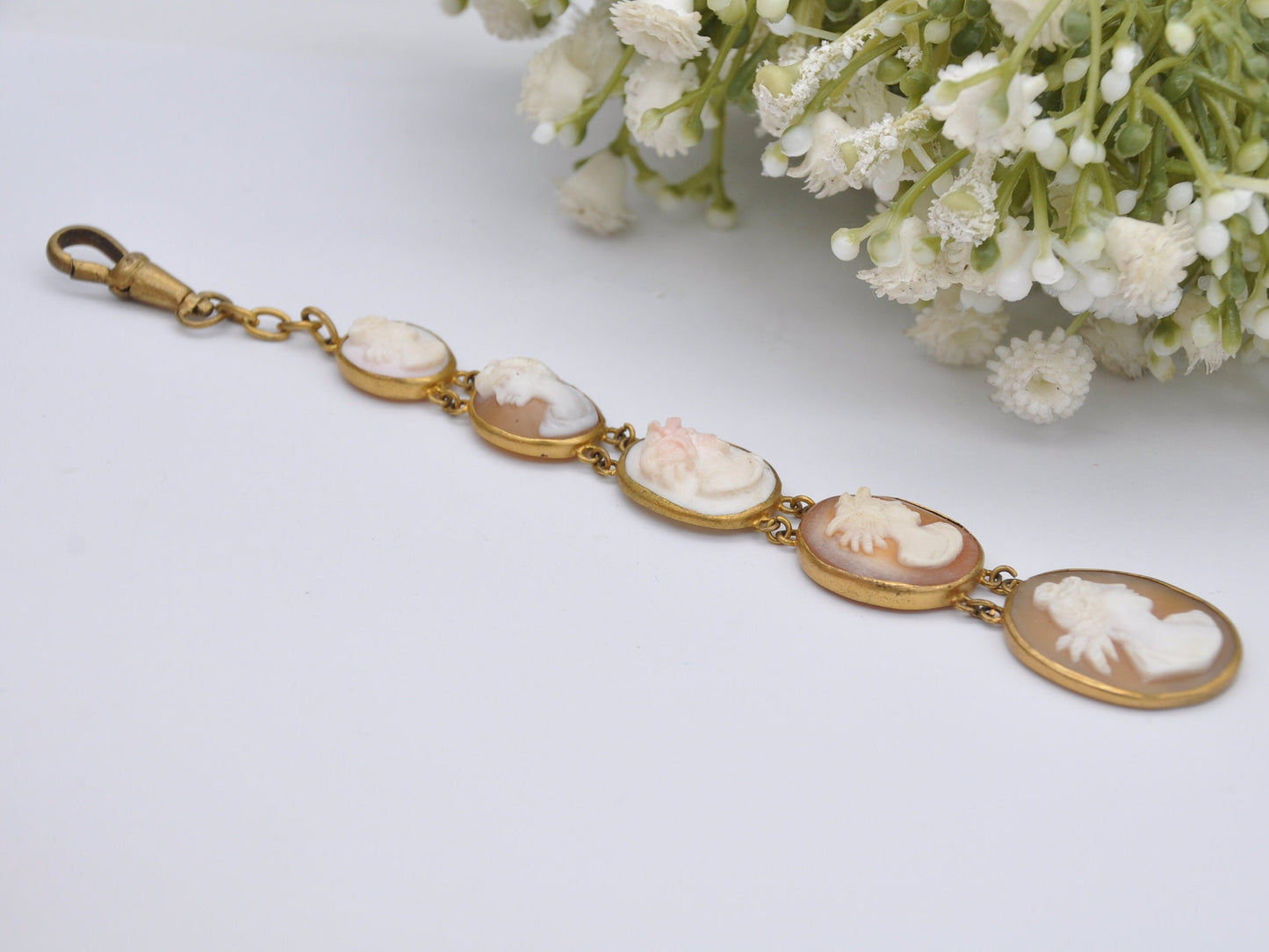 Antique Victorian Pinchbeck Cameo Fob with Graduating Panels