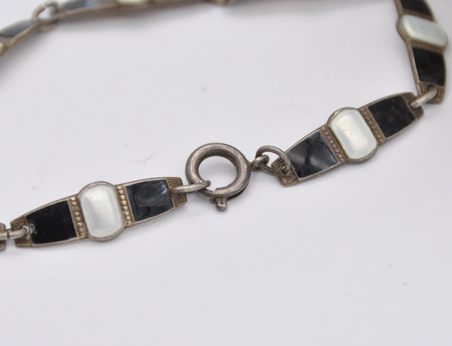 Vintage Aksel Holmsen Silver Enamel Panel Bracelet