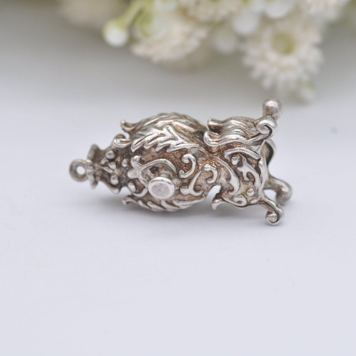 Vintage Sterling Silver Mantel Clock Charm Pendant