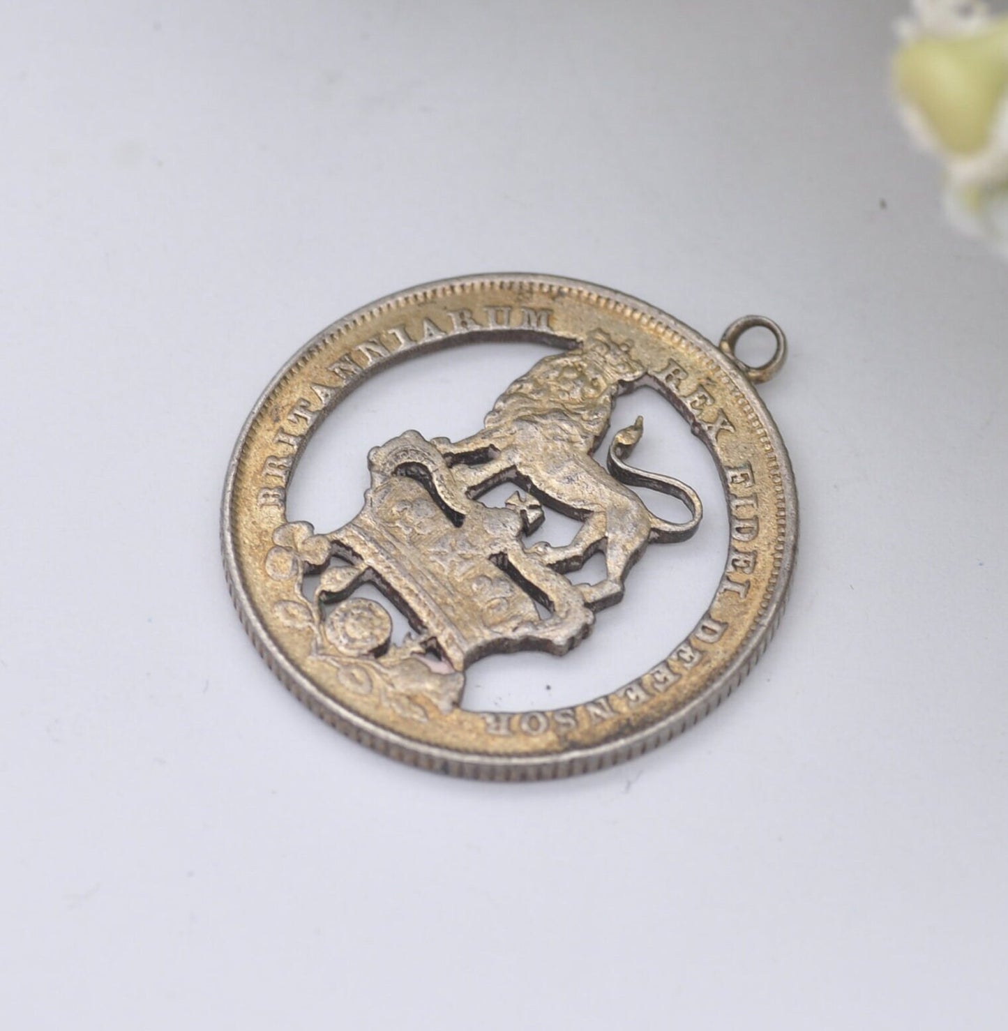 Antique George IV Silver One Shilling Coin Pendant 1826