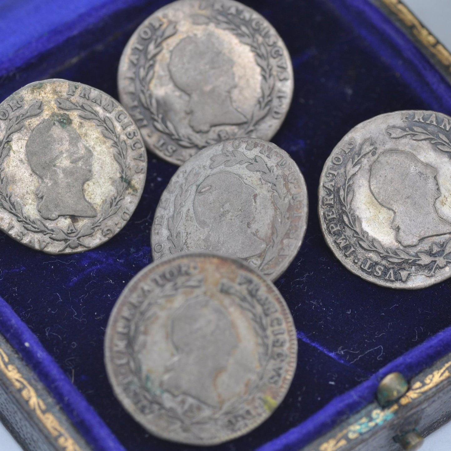 Antique Silver Coin Button Set