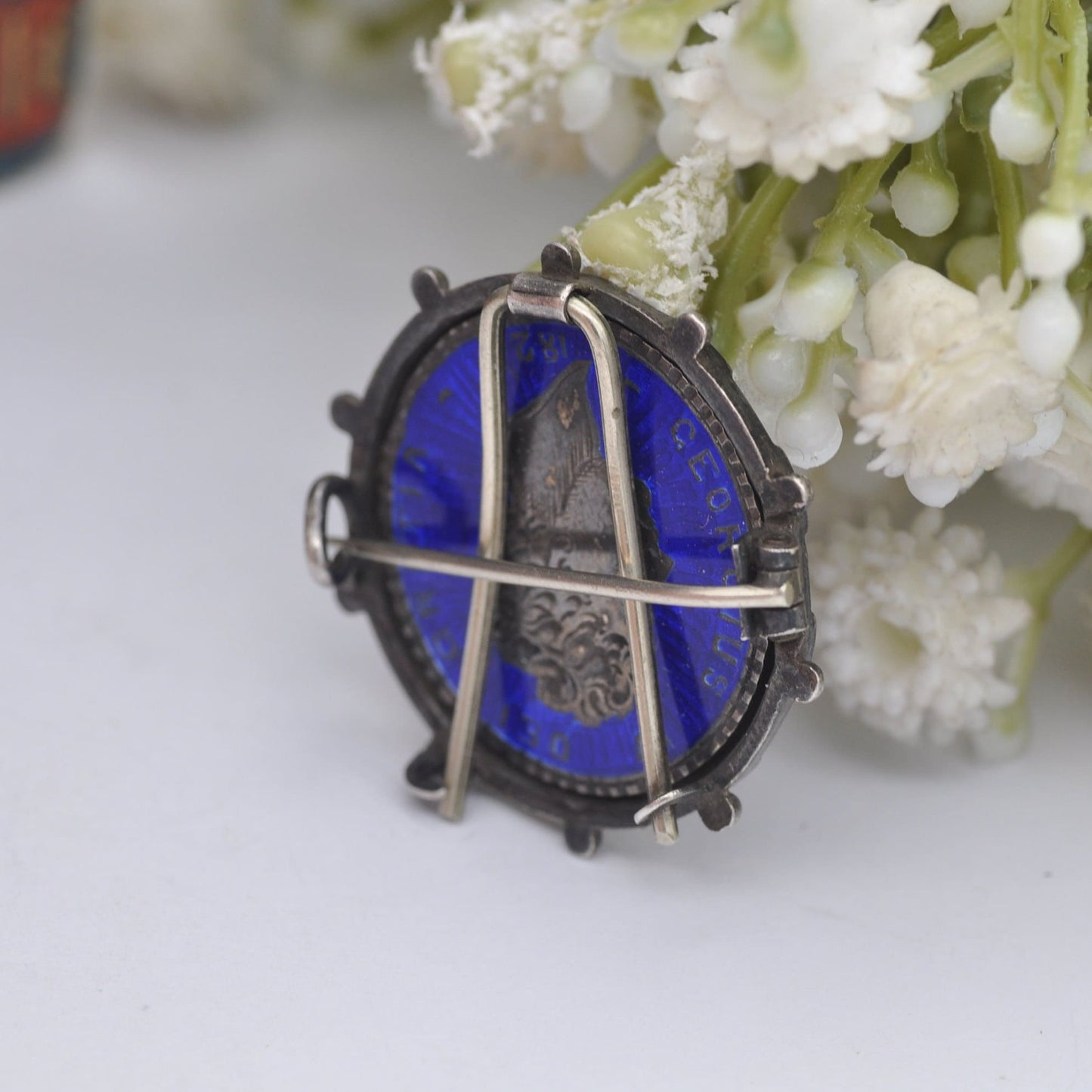Antique Silver 1826 George IV One Shilling Coin Brooch