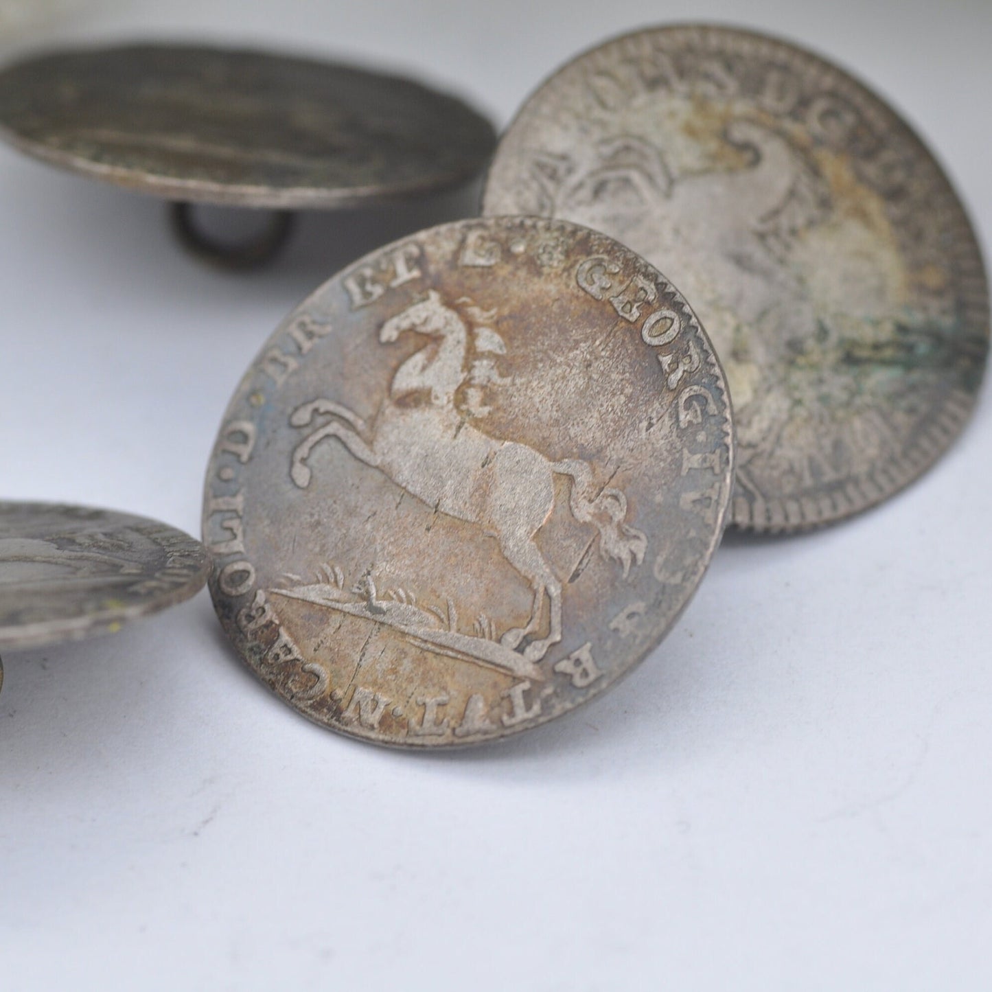 Antique Silver Coin Button Set