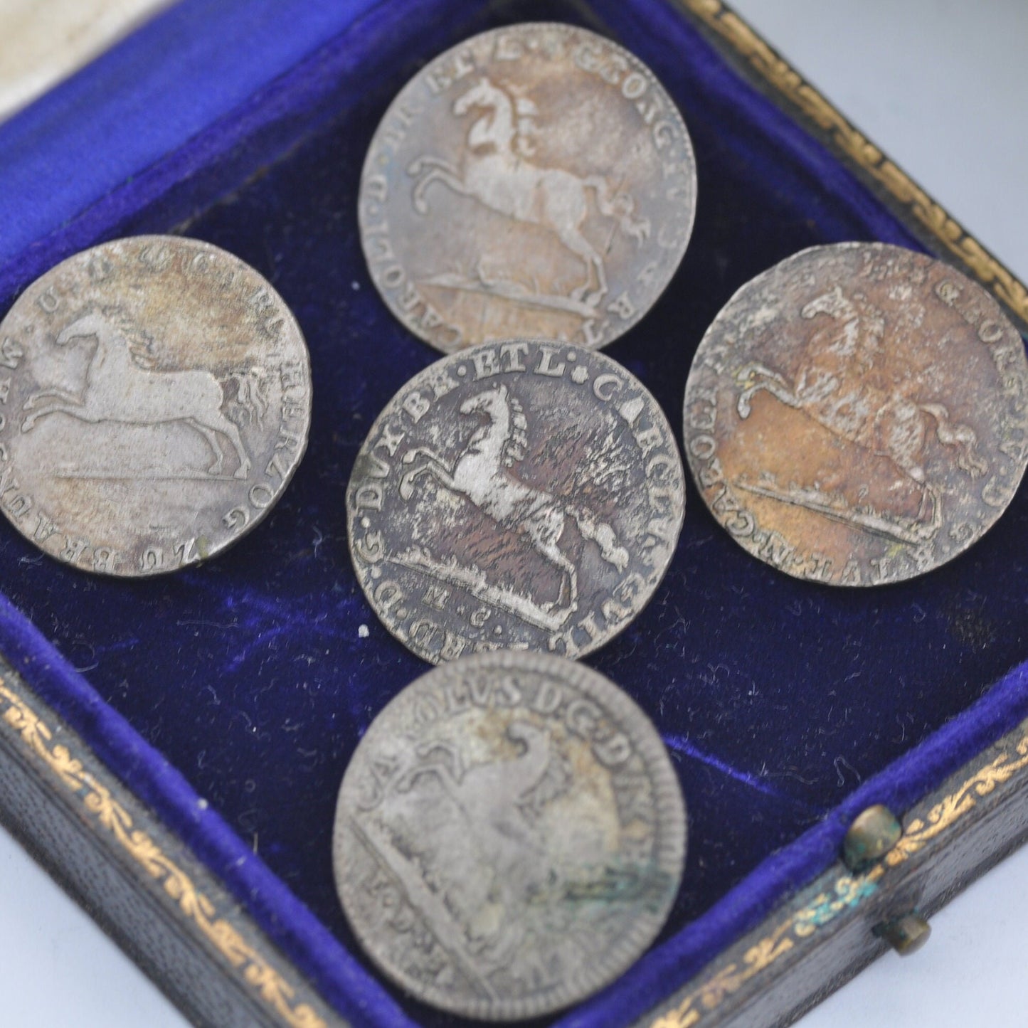 Antique Silver Coin Button Set