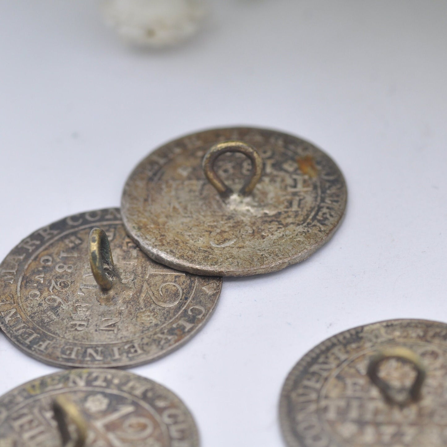 Antique Silver Coin Button Set