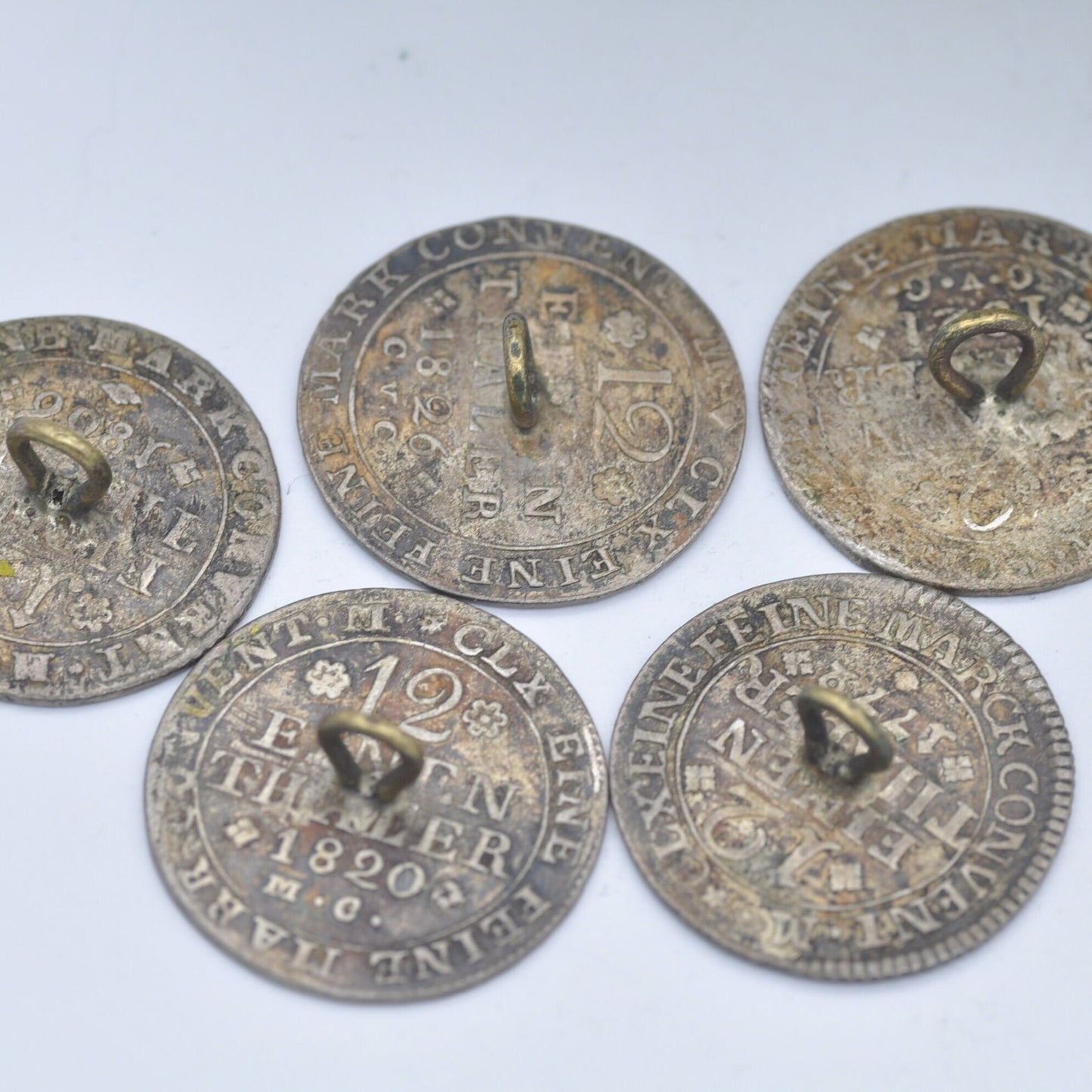 Antique Silver Coin Button Set